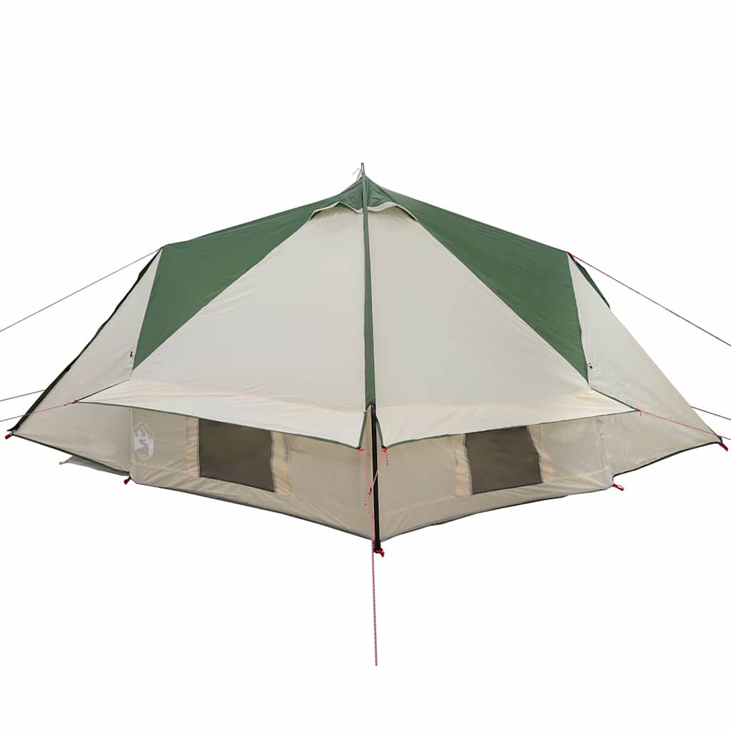 vidaXL Namiot Teepee dla 4 osób Zielony i szary 388 x 320 x 169 cm