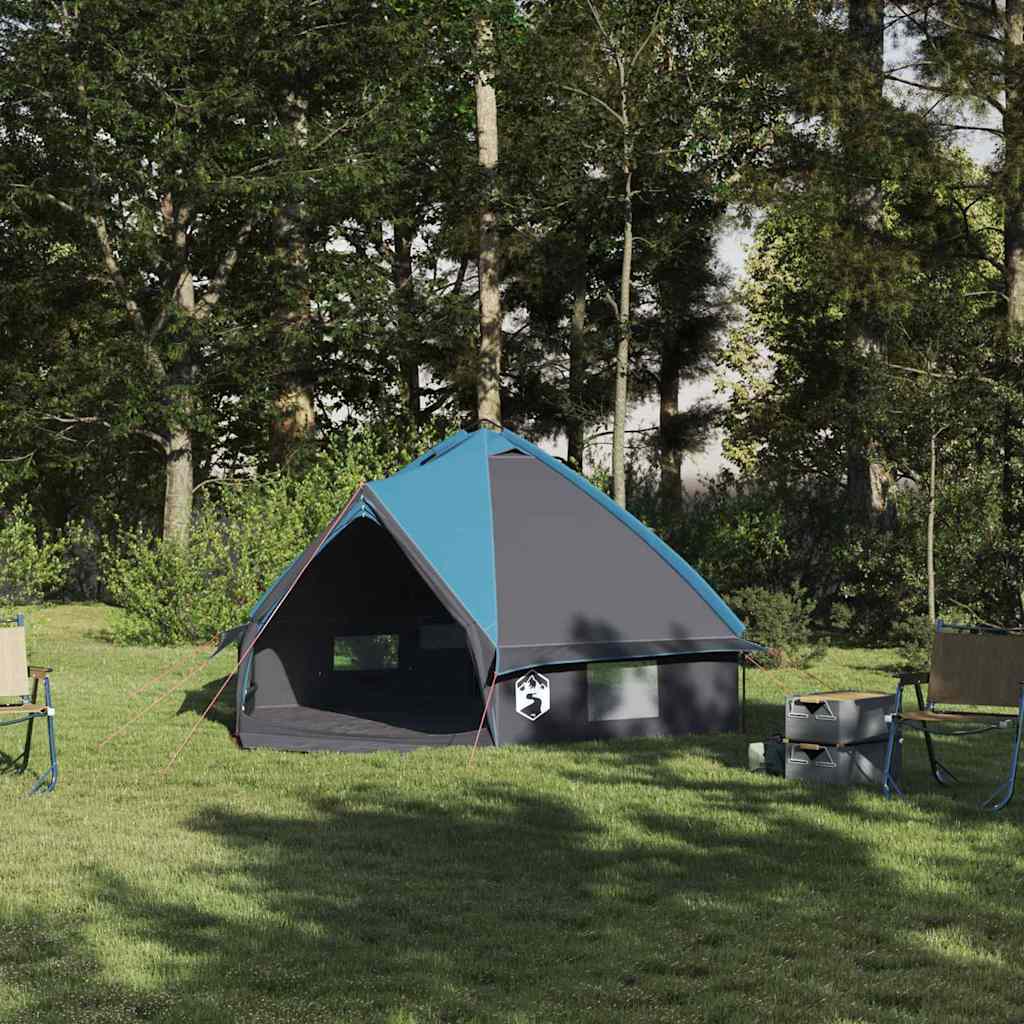 vidaXL Namiot Teepee dla 4 osób Niebieski i szary 388 x 320 x 169 cm