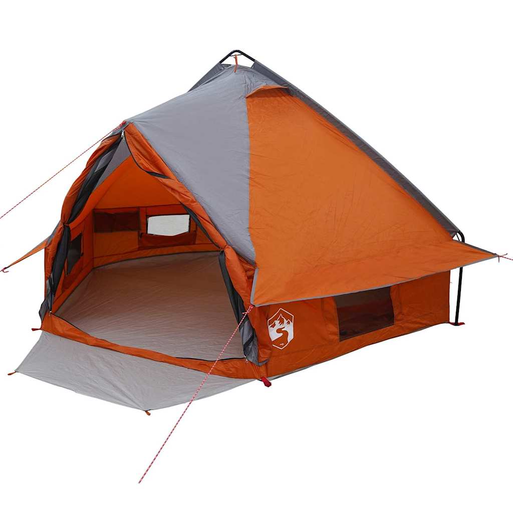 vidaXL Namiot Teepee dla 4 osób z dachem Szary i pomarańczowy
