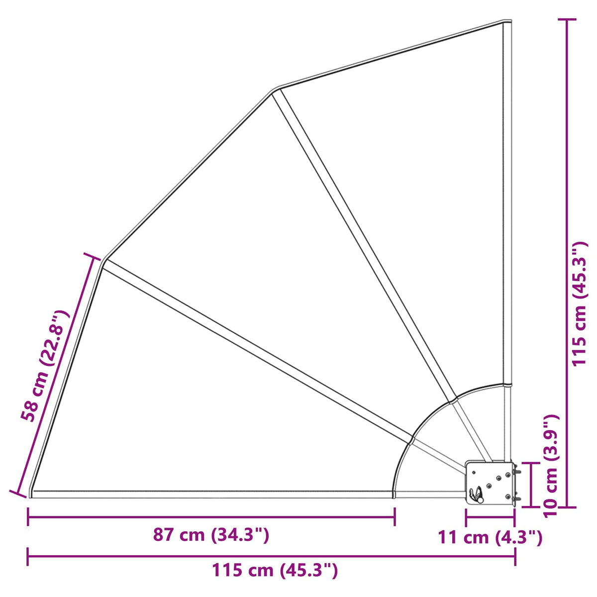 vidaXL Ekran Prywatności Balkonowej 115 x 115 cm Poliester Czarny