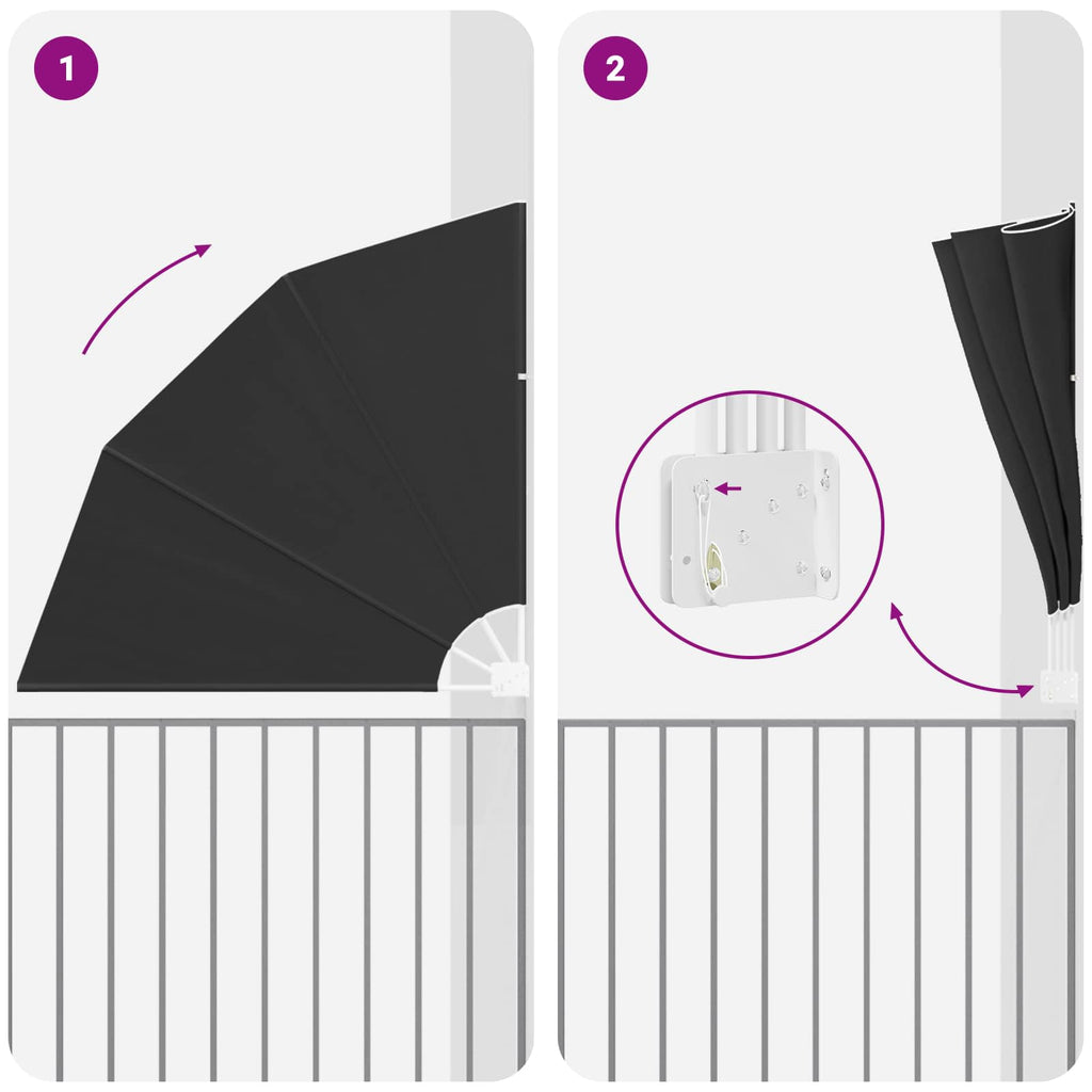 vidaXL Ekran Prywatności Balkonowej 140 x 140 cm Poliester Czarny