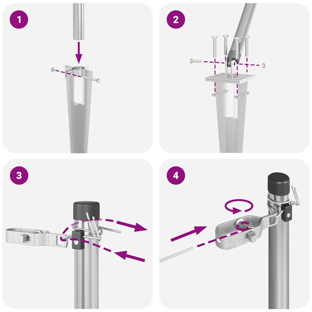 vidaXL Punkt na słupek 7 szt. srebrny Stal malowana proszkowo