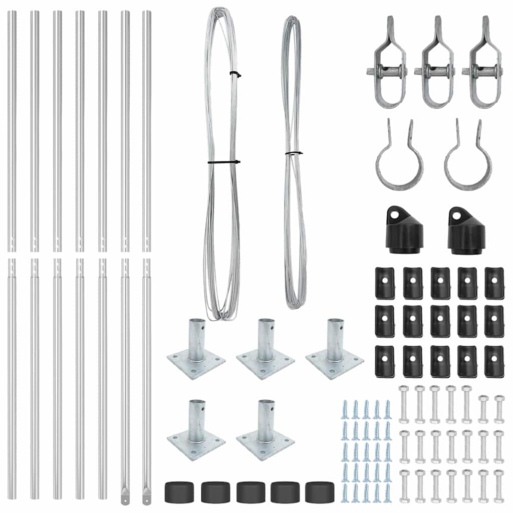 vidaXL Słup ogrodowy z betonową podstawą 7 szt. srebrny
