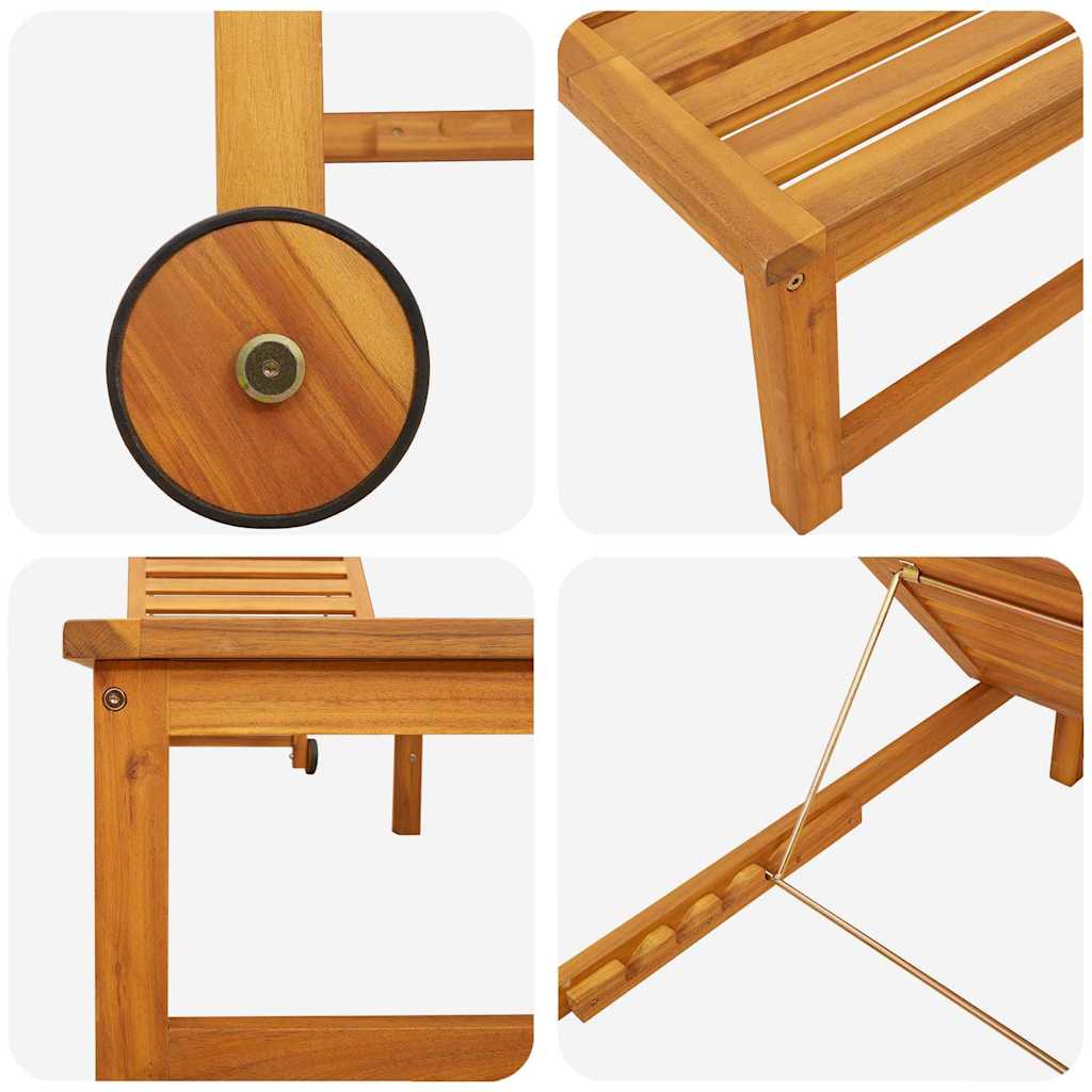 vidaXL Leżak 2 pcs Brązowy 202 x 53 x 89 cm Lite Drewno Akacji