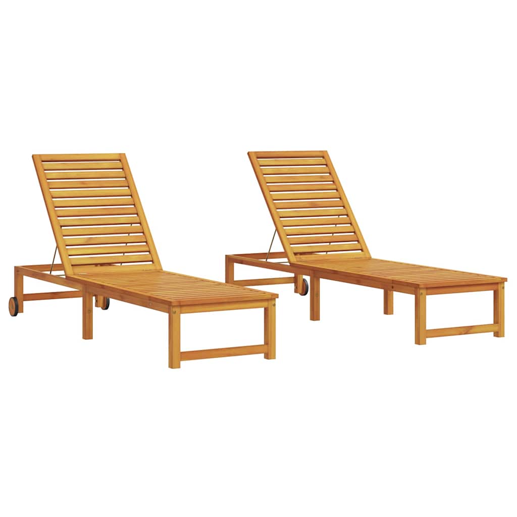 vidaXL Leżak 2 pcs Brązowy 202 x 53 x 89 cm Lite Drewno Akacji