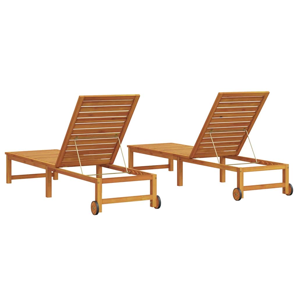 vidaXL Leżak 2 pcs Brązowy 202 x 53 x 89 cm Lite Drewno Akacji