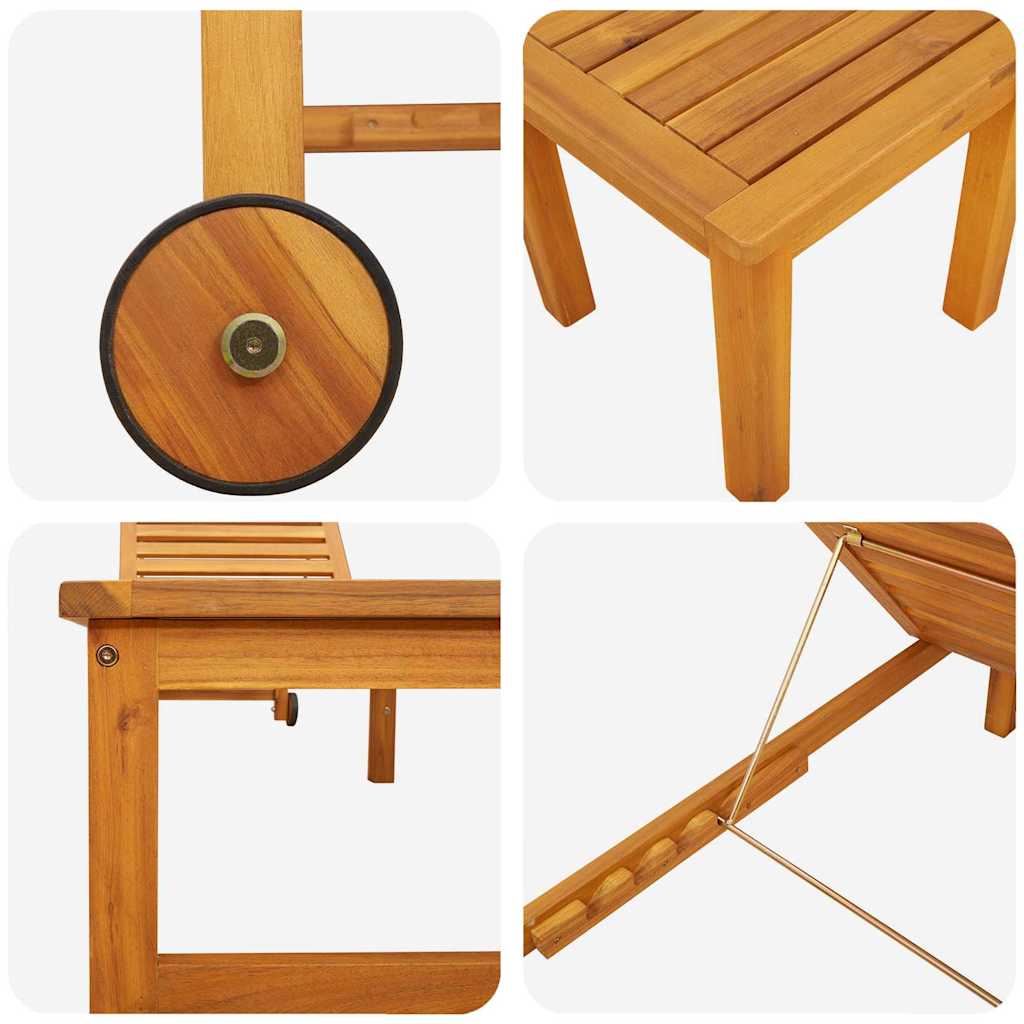 vidaXL Leżak 3 pcs Brązowy Lite Drewno Akacji