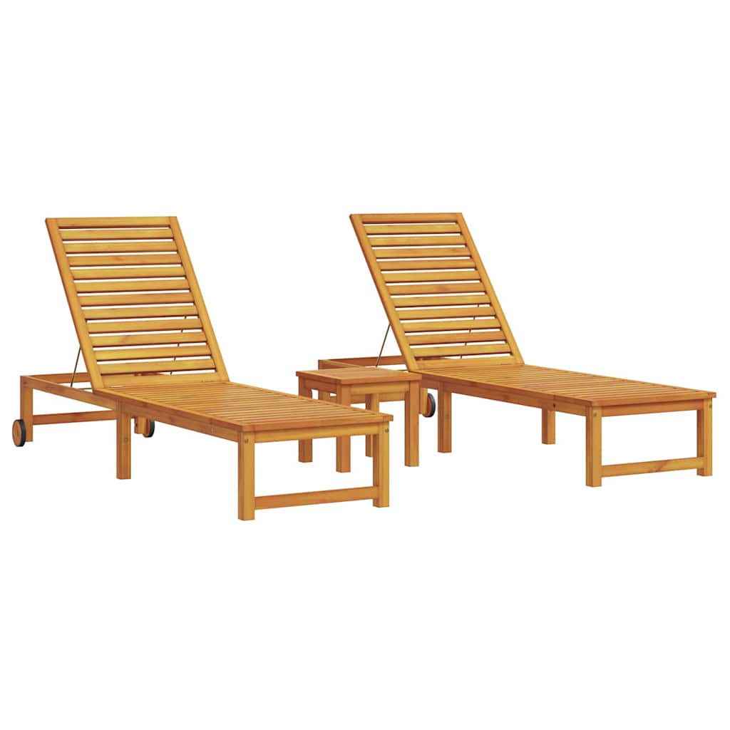 vidaXL Leżak 3 pcs Brązowy Lite Drewno Akacji