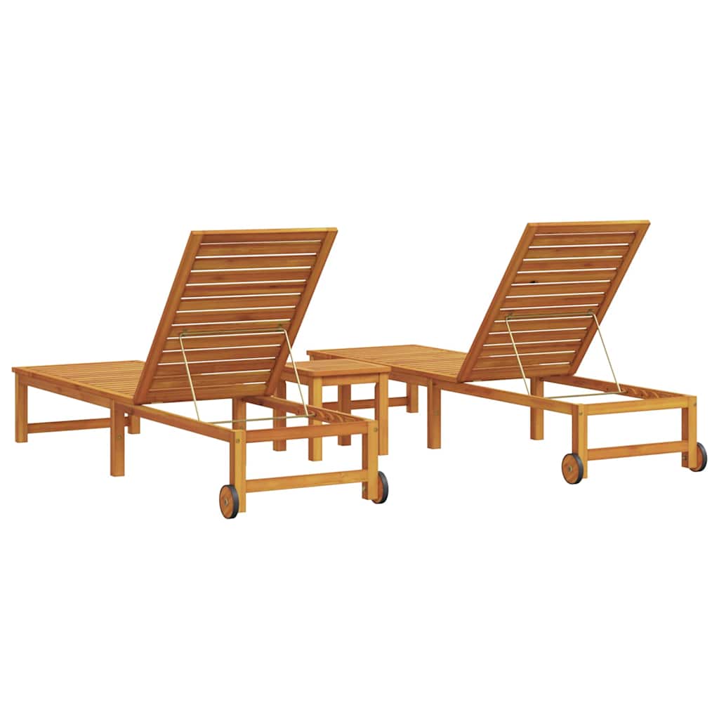 vidaXL Leżak 3 pcs Brązowy Lite Drewno Akacji