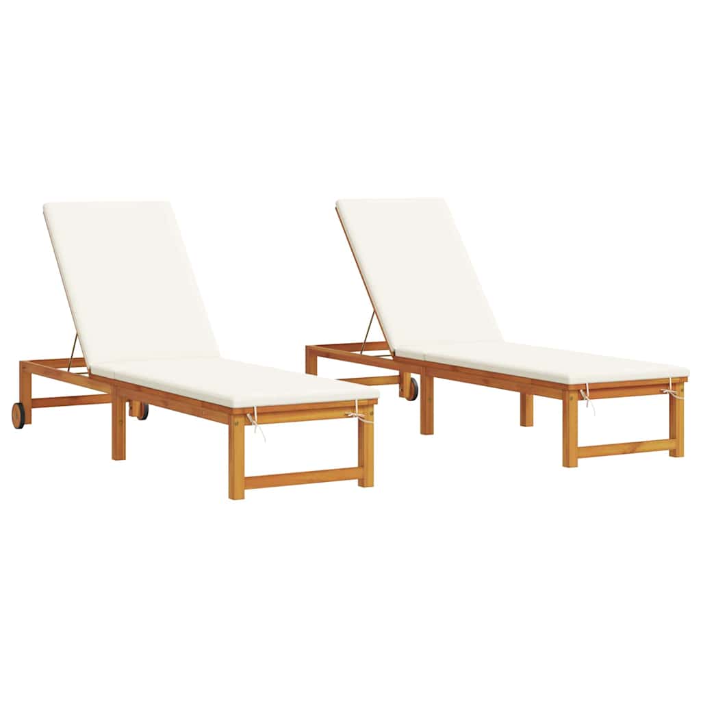 vidaXL Leżak 2 pcs Brązowy 202 x 53 x 89 cm Lite Drewno Akacji