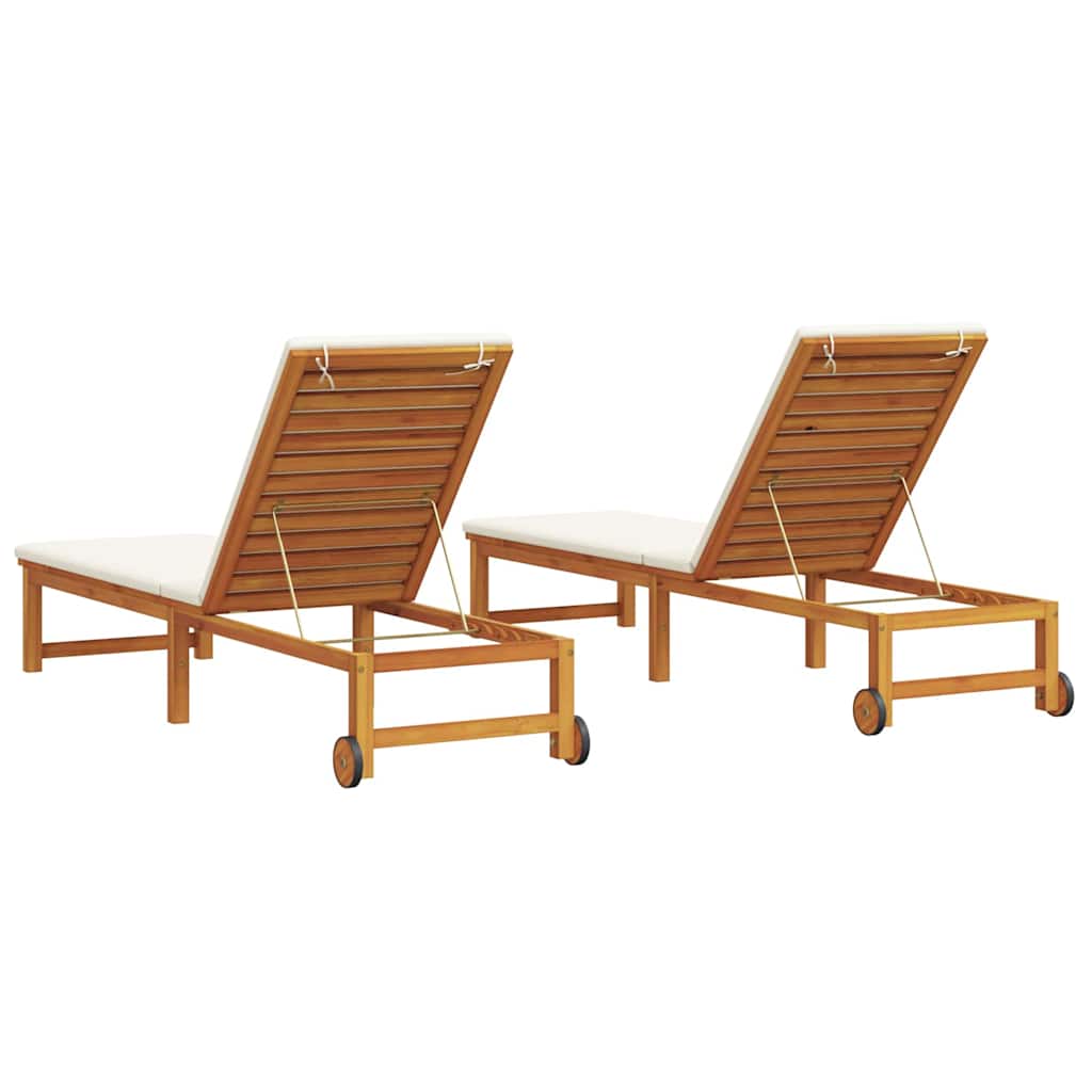 vidaXL Leżak 2 pcs Brązowy 202 x 53 x 89 cm Lite Drewno Akacji