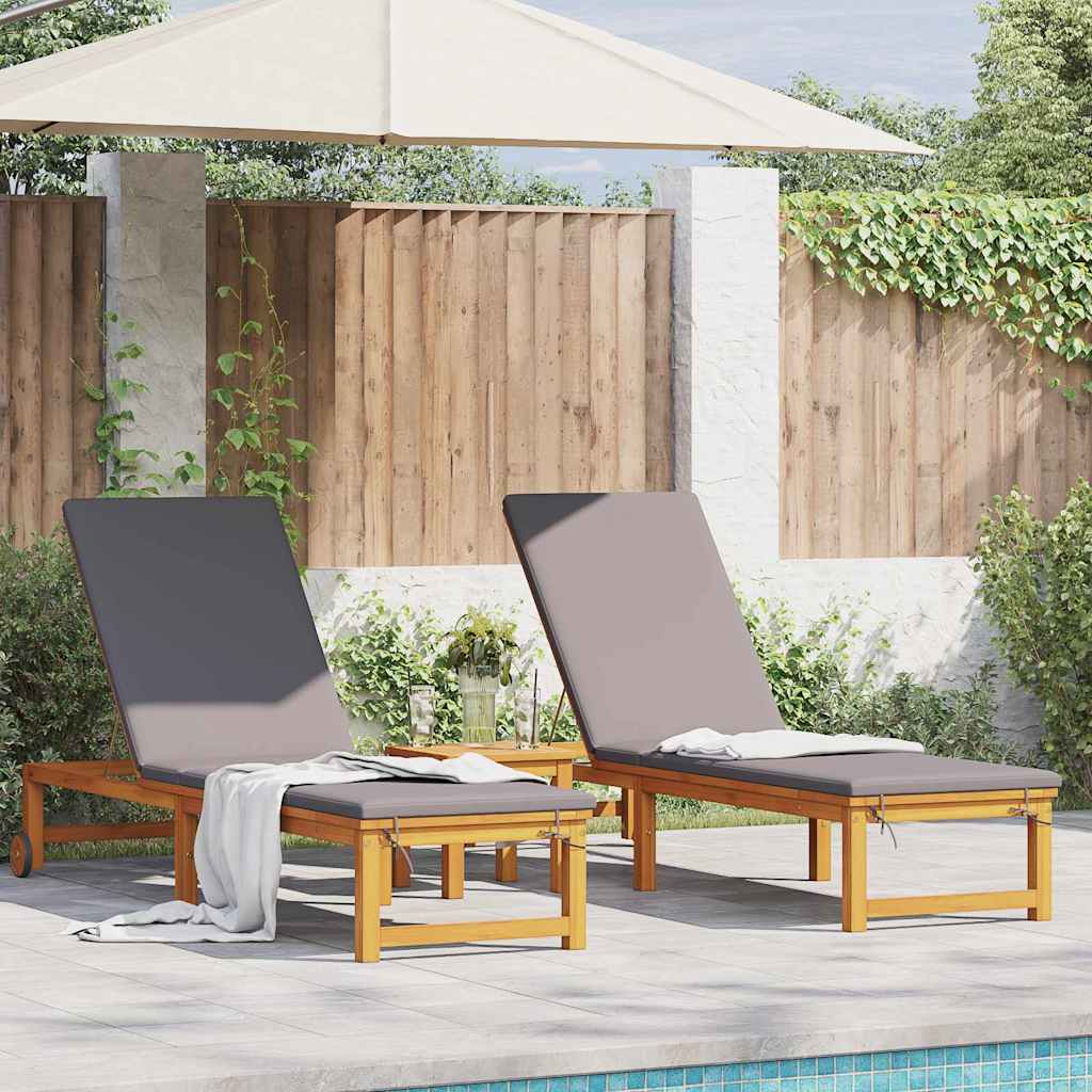 vidaXL Leżak 2 pcs Brązowy 202 x 53 x 89 cm Lite Drewno Akacji