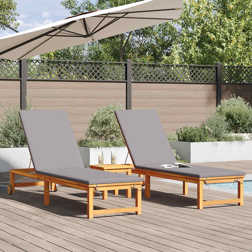 vidaXL Leżak 2 pcs Brązowy 202 x 53 x 89 cm Lite Drewno Akacji