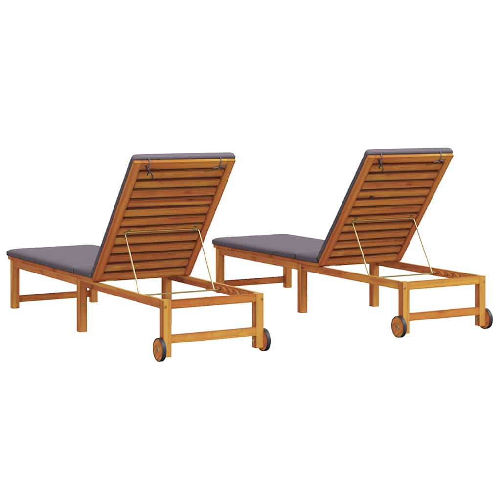 vidaXL Leżak 2 pcs Brązowy 202 x 53 x 89 cm Lite Drewno Akacji