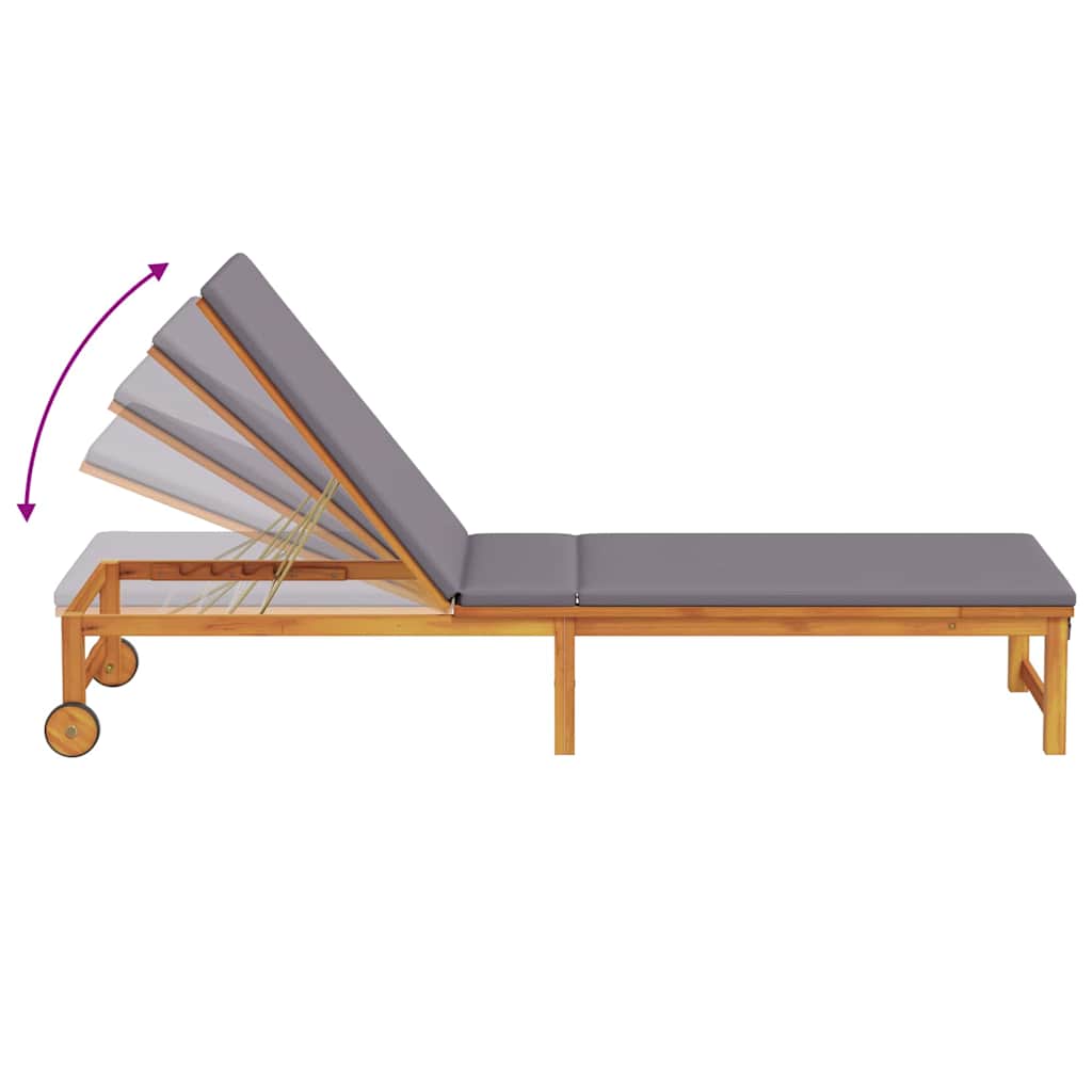 vidaXL Leżak 2 pcs Brązowy 202 x 53 x 89 cm Lite Drewno Akacji