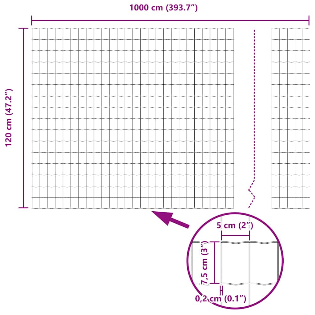 vidaXL Ogrodzenie Euro 1,2 x 10 m Żelazo pokryte PVC