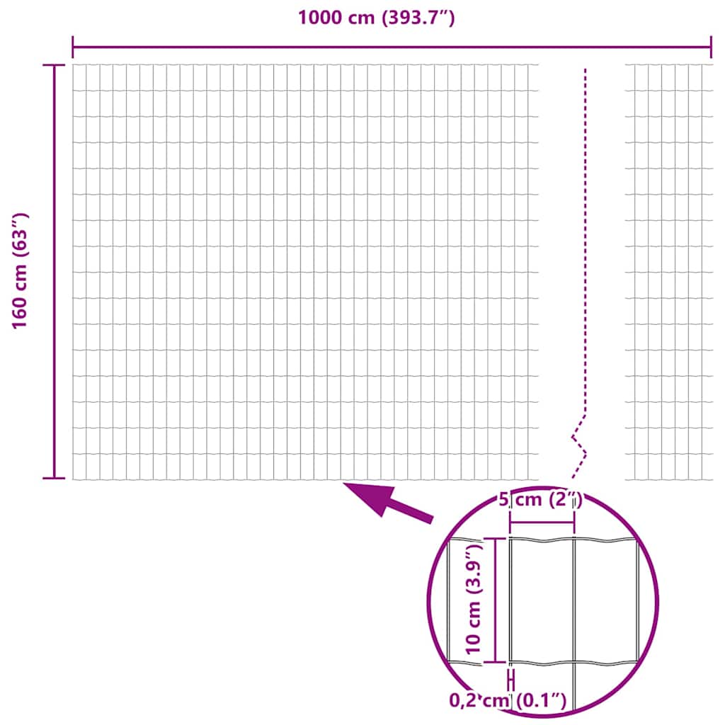 vidaXL Ogrodzenie Euro 1,6 x 10 m Żelazo pokryte PVC