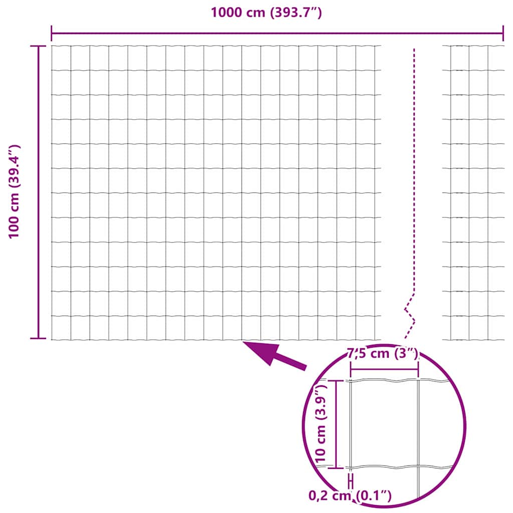 vidaXL Ogrodzenie Euro 1 x 10 m Żelazo pokryte PVC