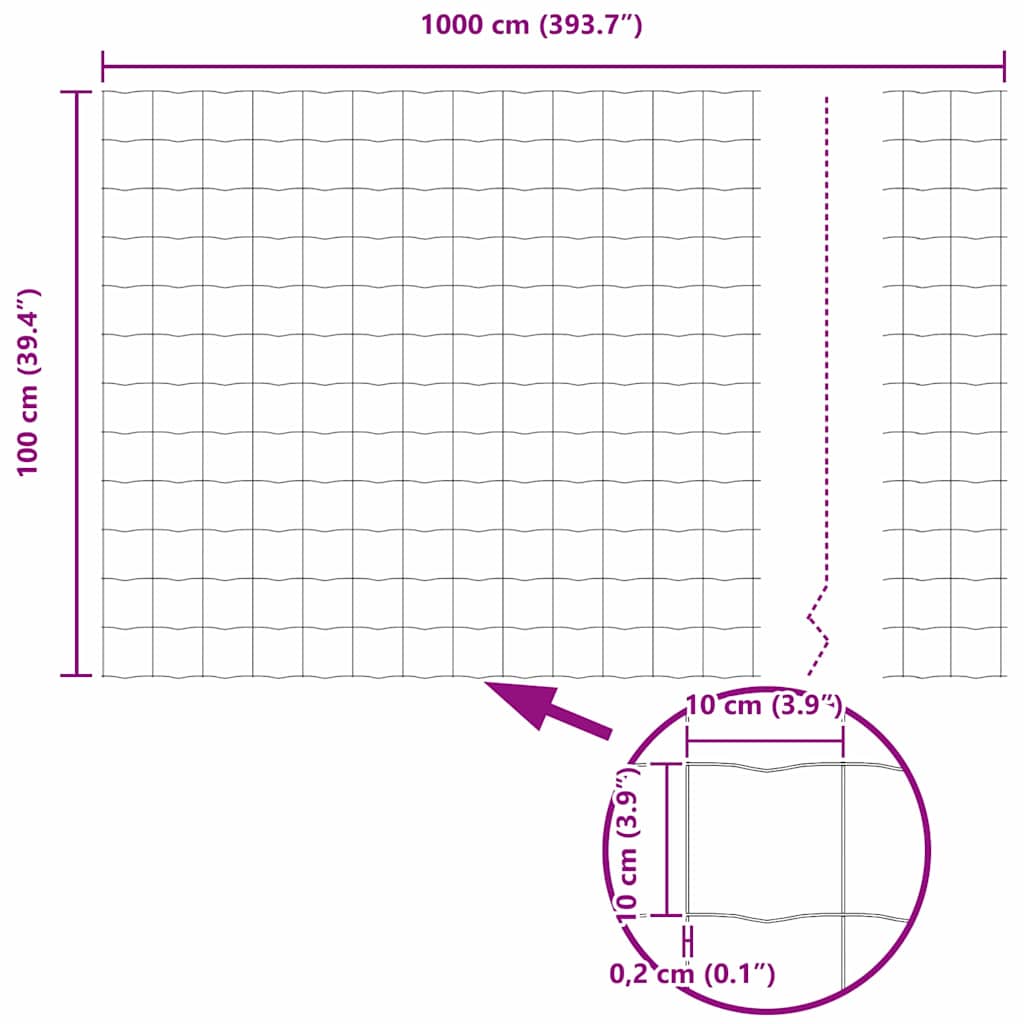 vidaXL Ogrodzenie Euro 1 x 10 m Żelazo pokryte PVC