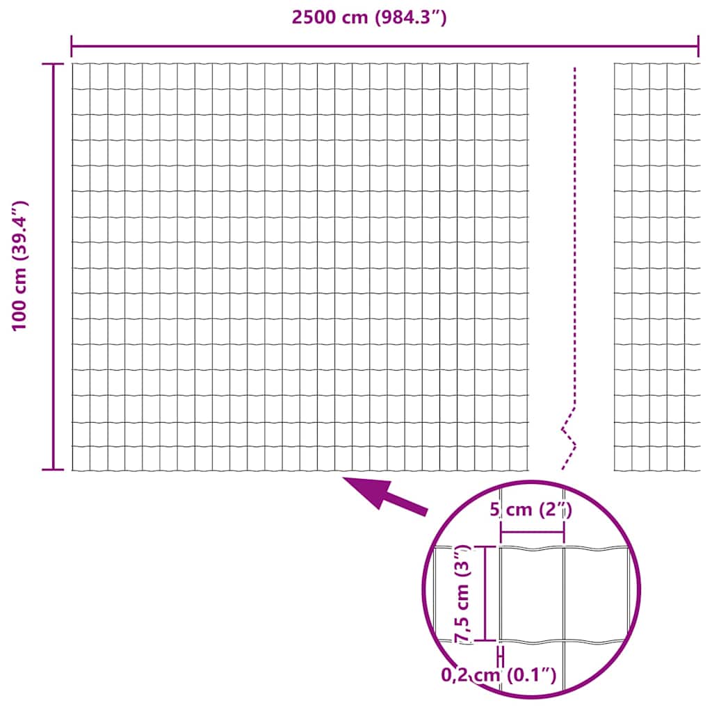 vidaXL Ogrodzenie Euro 1 x 25 m Żelazo pokryte PVC