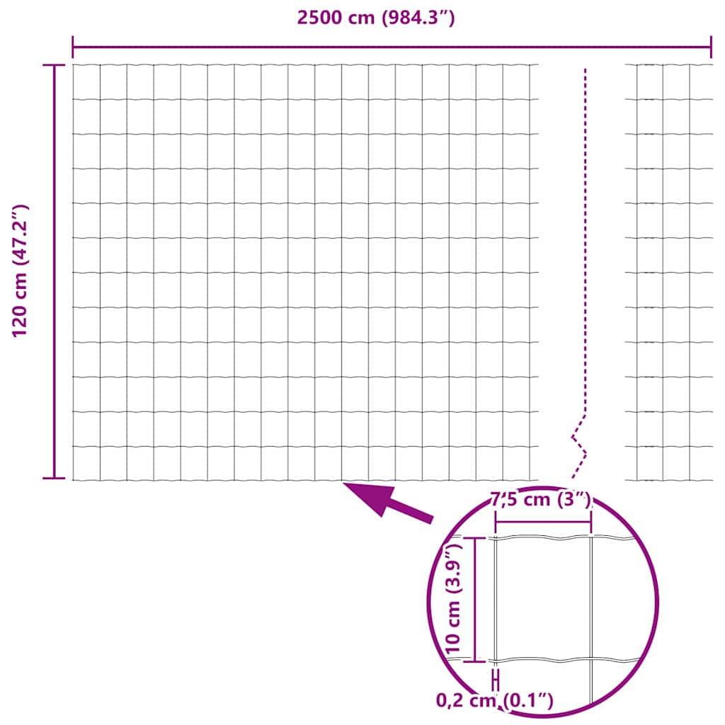 vidaXL Ogrodzenie Euro 1,2 x 25 m Żelazo pokryte PVC