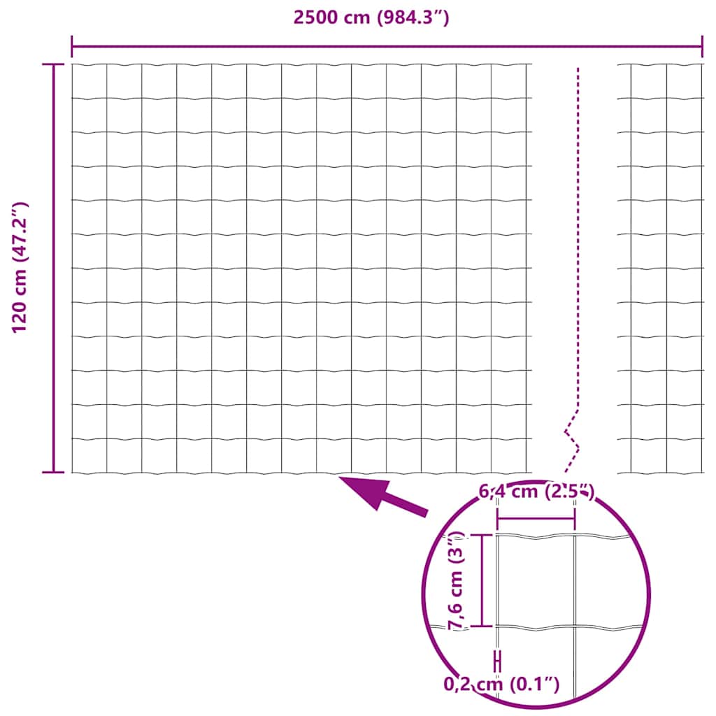 vidaXL Ogrodzenie Euro 1,2 x 25 m Żelazo pokryte PVC