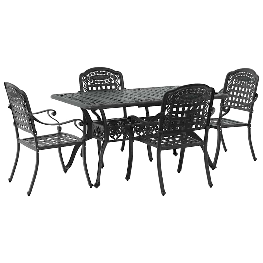 vidaXL Zestaw do jadalni w ogrodzie 5 pcs Czarny Aluminium
