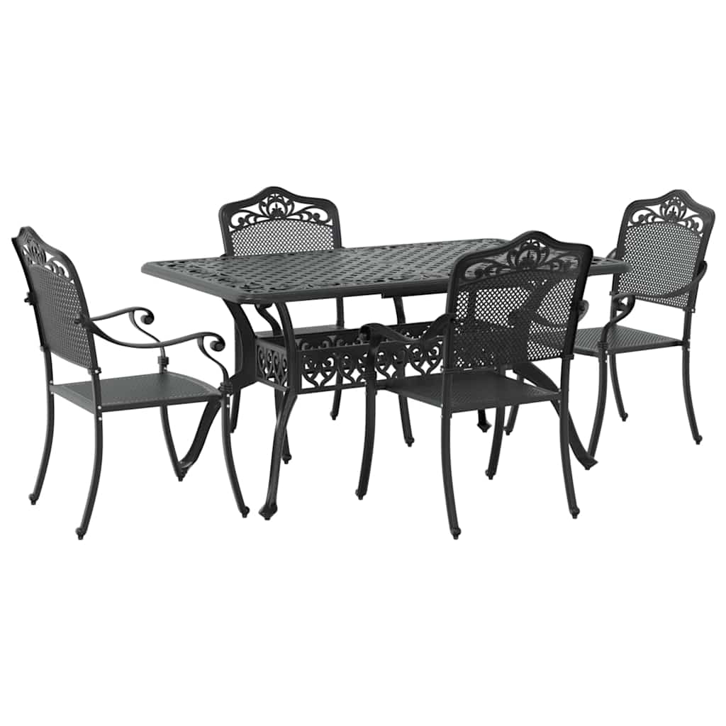vidaXL Zestaw do jadalni w ogrodzie 5 pcs Czarny Aluminium