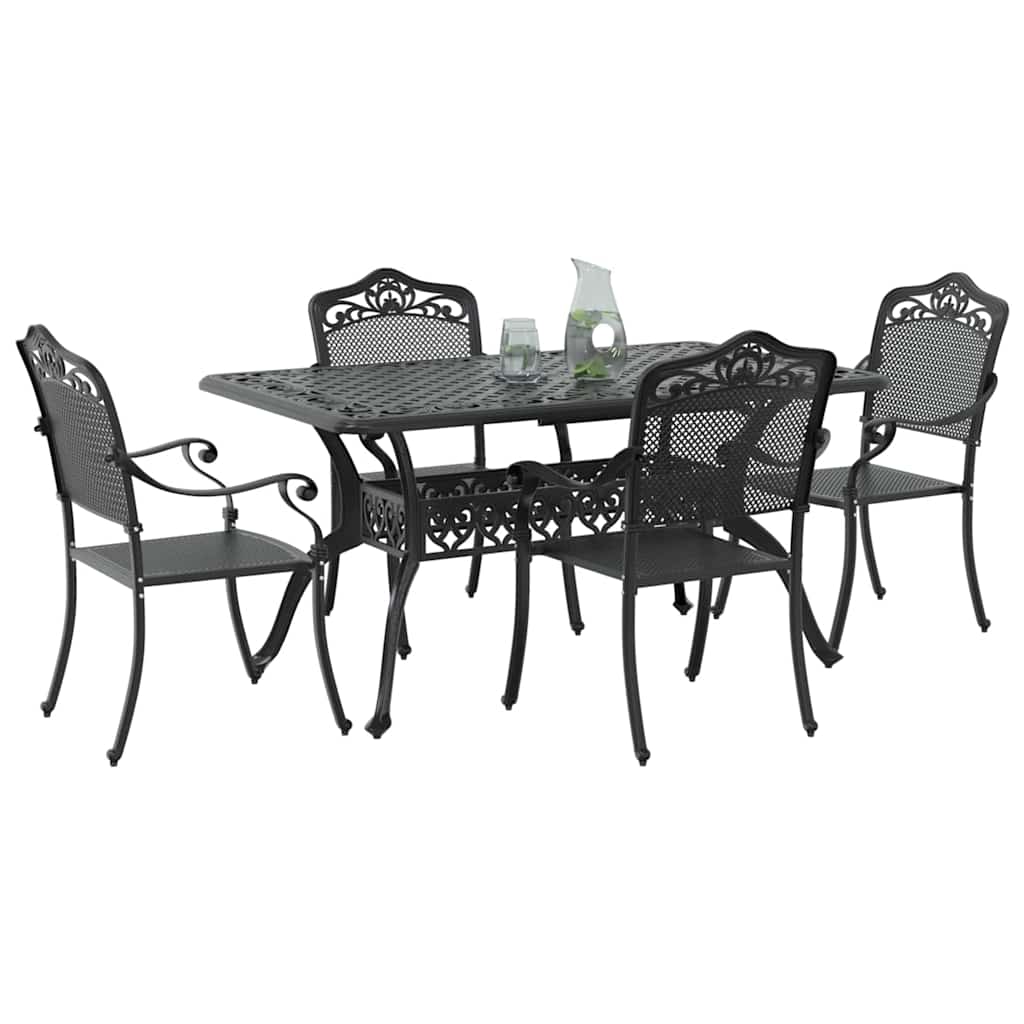 vidaXL Zestaw do jadalni w ogrodzie 5 pcs Czarny Aluminium