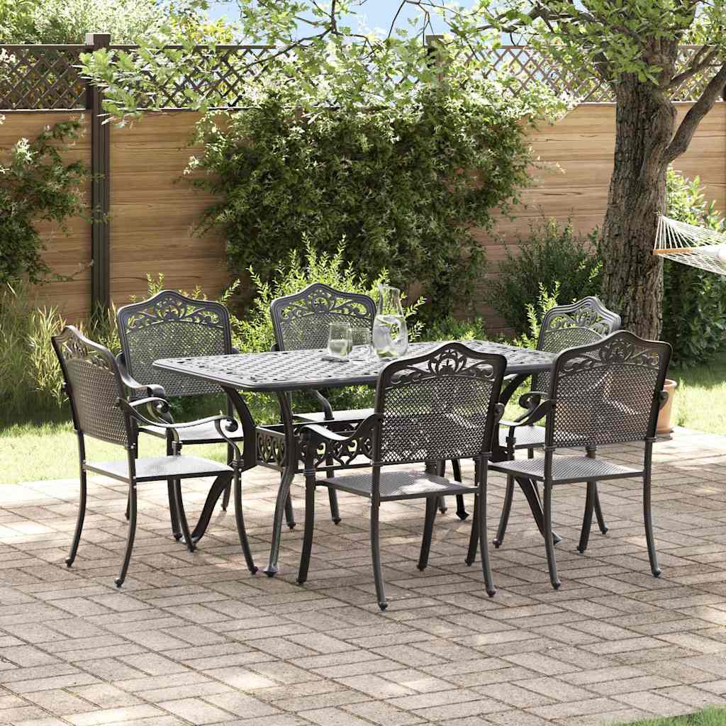 vidaXL Zestaw do jadalni w ogrodzie 7 pcs Czarny Aluminium