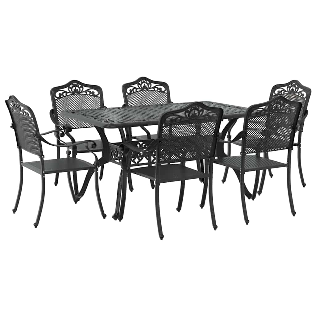 vidaXL Zestaw do jadalni w ogrodzie 7 pcs Czarny Aluminium