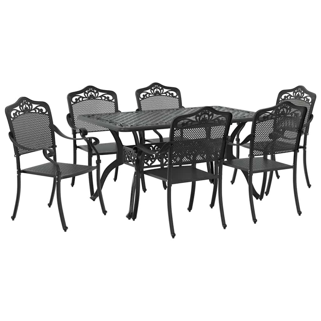 vidaXL Zestaw do jadalni w ogrodzie 7 pcs Czarny Aluminium