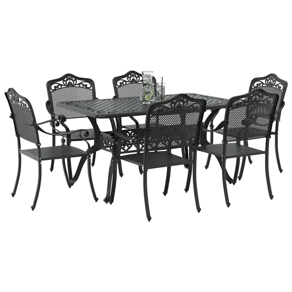 vidaXL Zestaw do jadalni w ogrodzie 7 pcs Czarny Aluminium