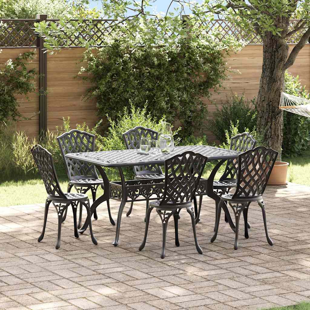 vidaXL Zestaw do jadalni w ogrodzie 7 pcs Czarny Aluminium