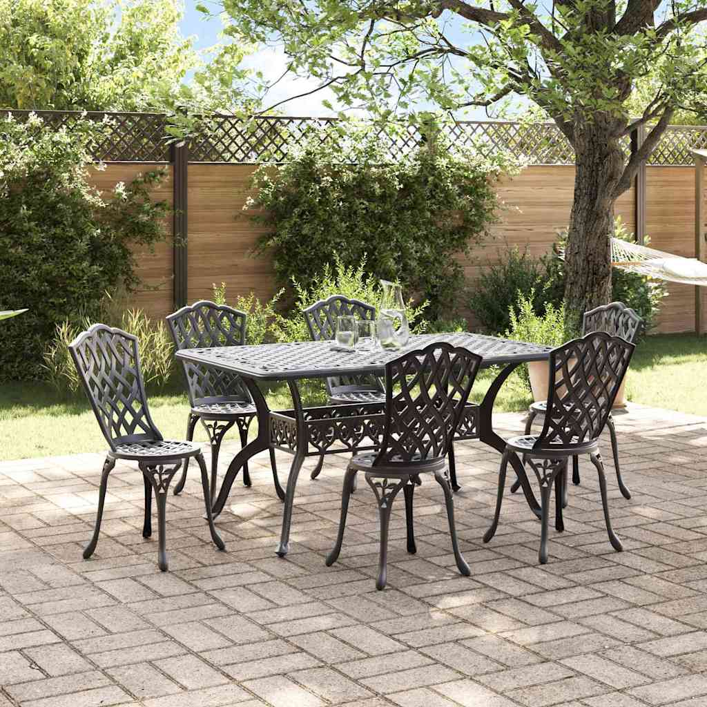 vidaXL Zestaw do jadalni w ogrodzie 7 pcs Czarny Aluminium