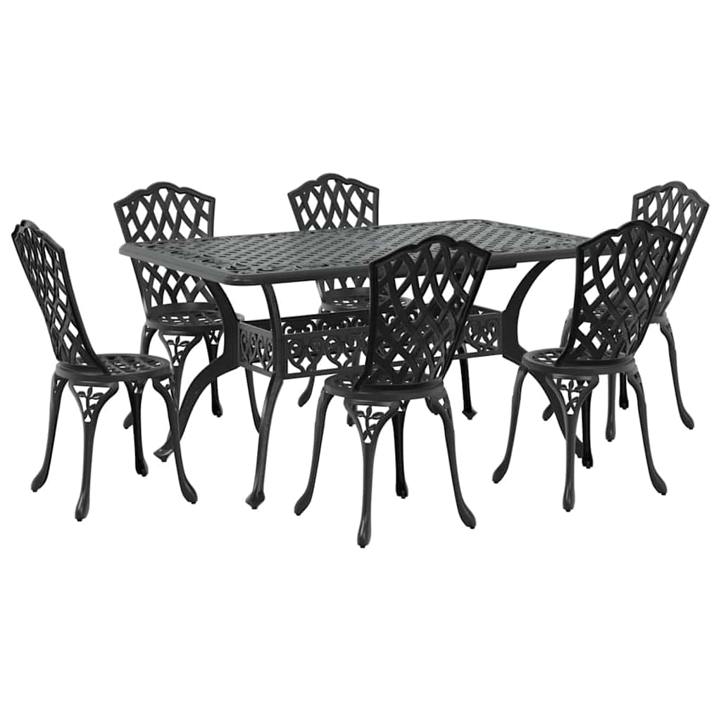 vidaXL Zestaw do jadalni w ogrodzie 7 pcs Czarny Aluminium