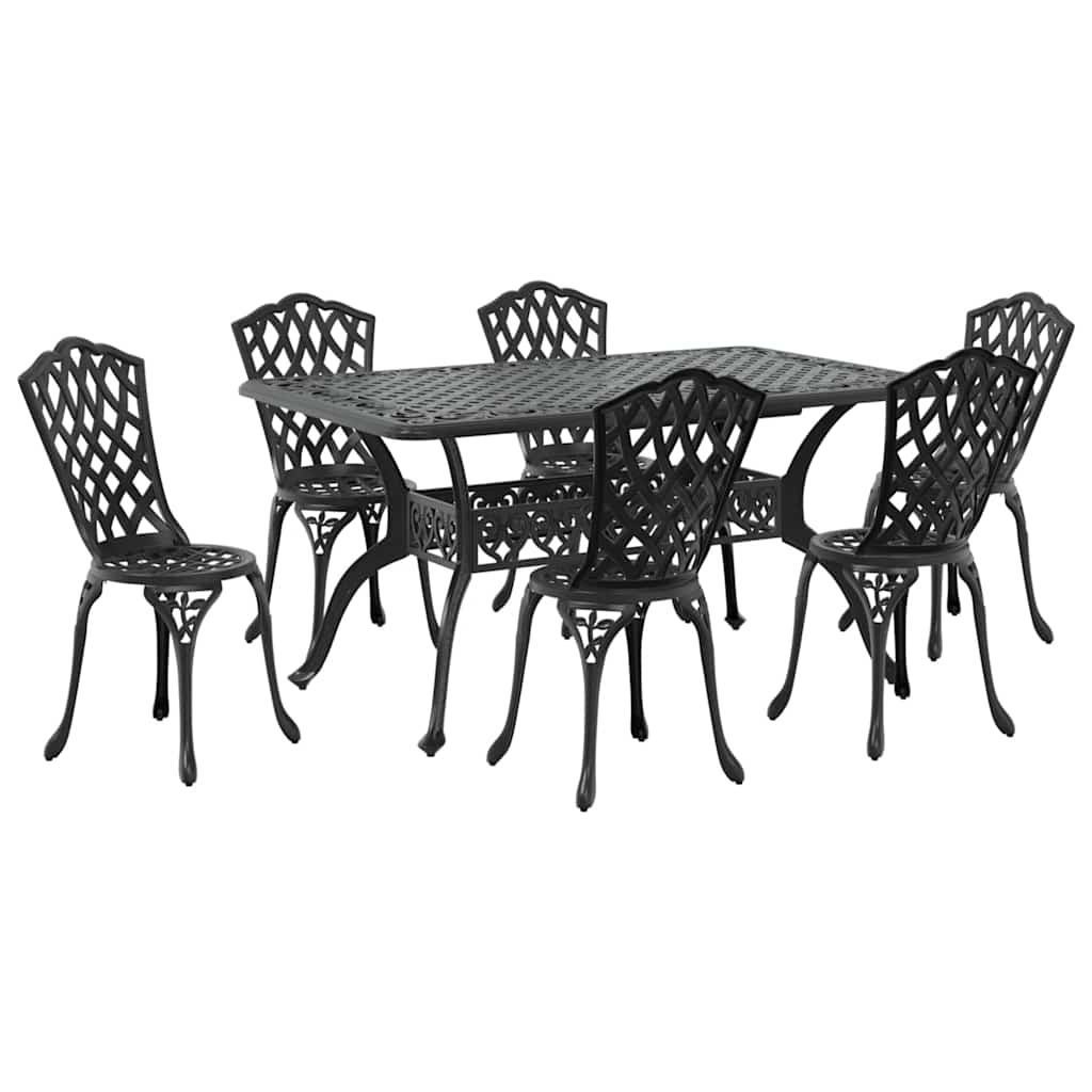vidaXL Zestaw do jadalni w ogrodzie 7 pcs Czarny Aluminium