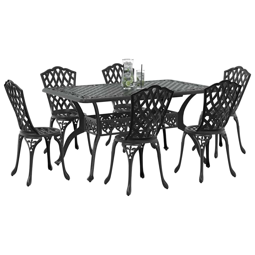 vidaXL Zestaw do jadalni w ogrodzie 7 pcs Czarny Aluminium