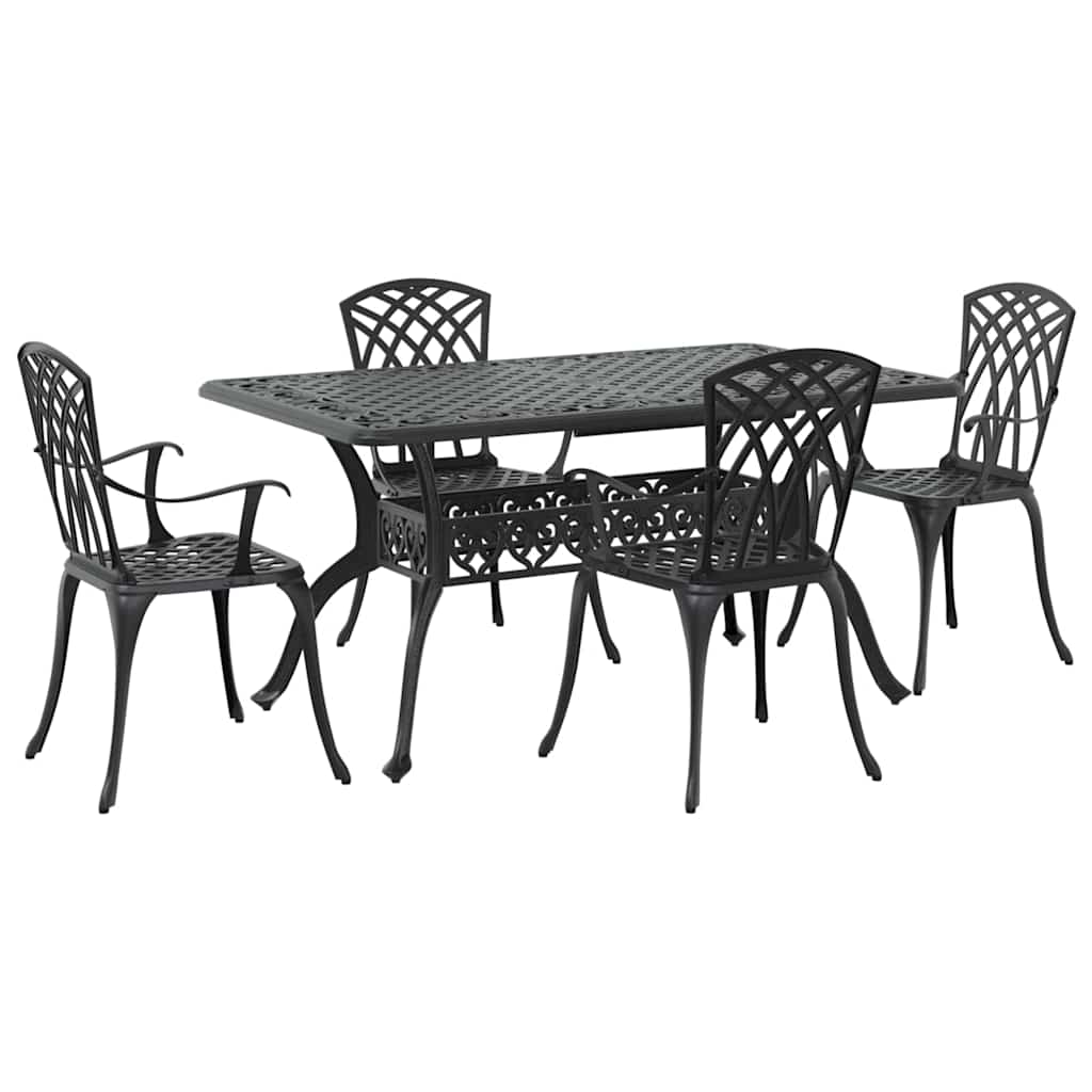 vidaXL Zestaw do jadalni w ogrodzie 5 pcs Czarny Aluminium