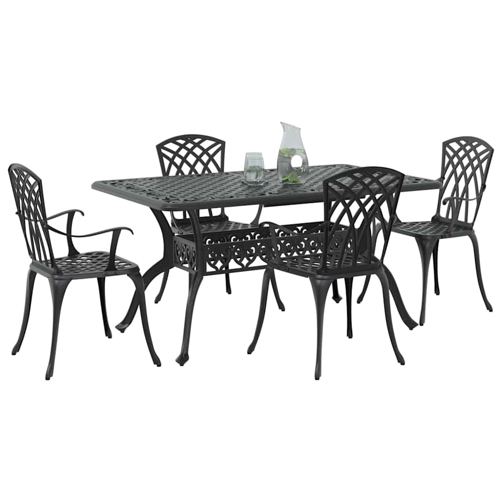 vidaXL Zestaw do jadalni w ogrodzie 5 pcs Czarny Aluminium
