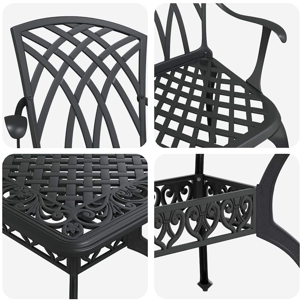 vidaXL Zestaw do jadalni w ogrodzie 7 pcs Czarny Aluminium