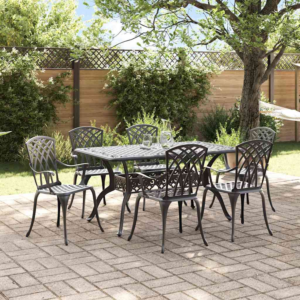 vidaXL Zestaw do jadalni w ogrodzie 7 pcs Czarny Aluminium