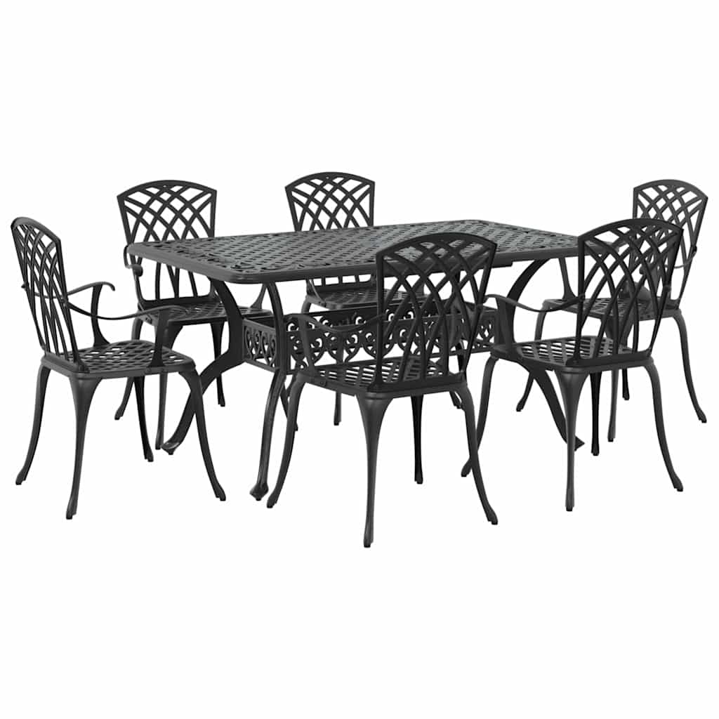 vidaXL Zestaw do jadalni w ogrodzie 7 pcs Czarny Aluminium