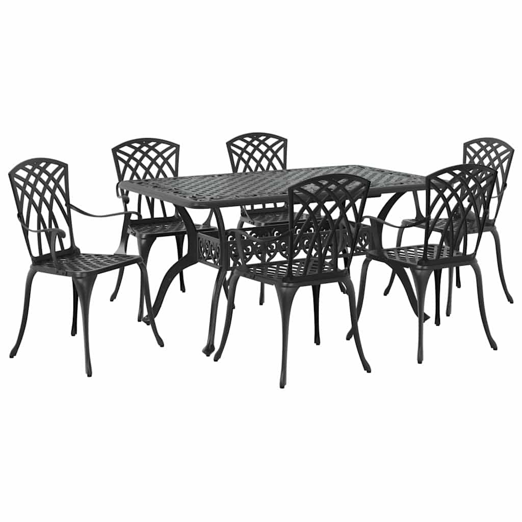 vidaXL Zestaw do jadalni w ogrodzie 7 pcs Czarny Aluminium