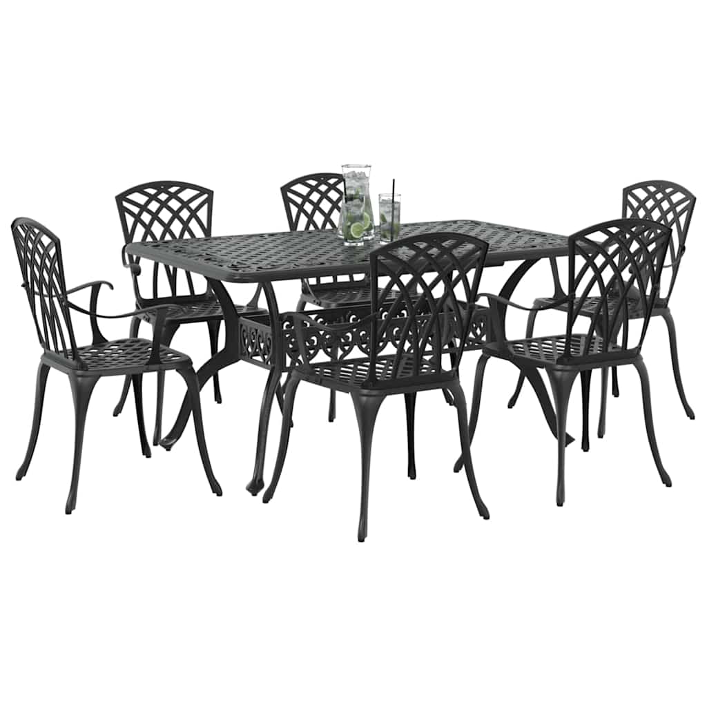 vidaXL Zestaw do jadalni w ogrodzie 7 pcs Czarny Aluminium