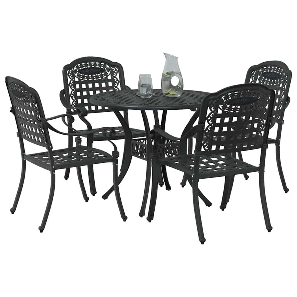 vidaXL Zestaw do jadalni w ogrodzie 5 pcs Czarny Aluminium