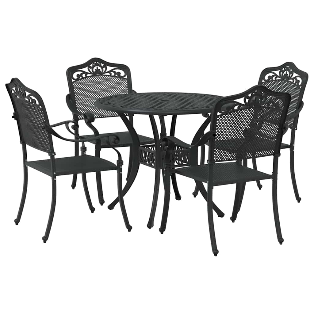 vidaXL Zestaw do jadalni w ogrodzie 5 pcs Czarny Aluminium