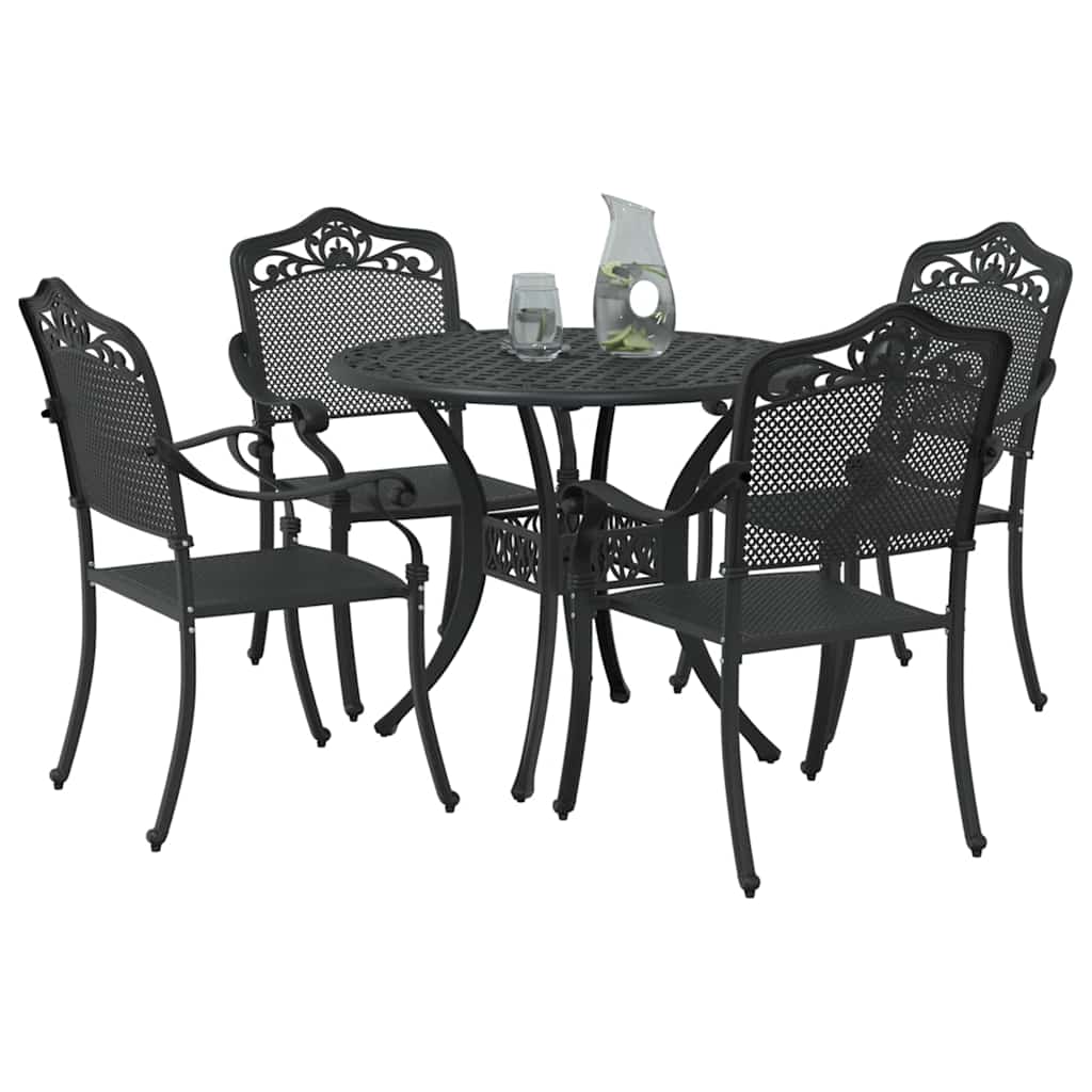vidaXL Zestaw do jadalni w ogrodzie 5 pcs Czarny Aluminium