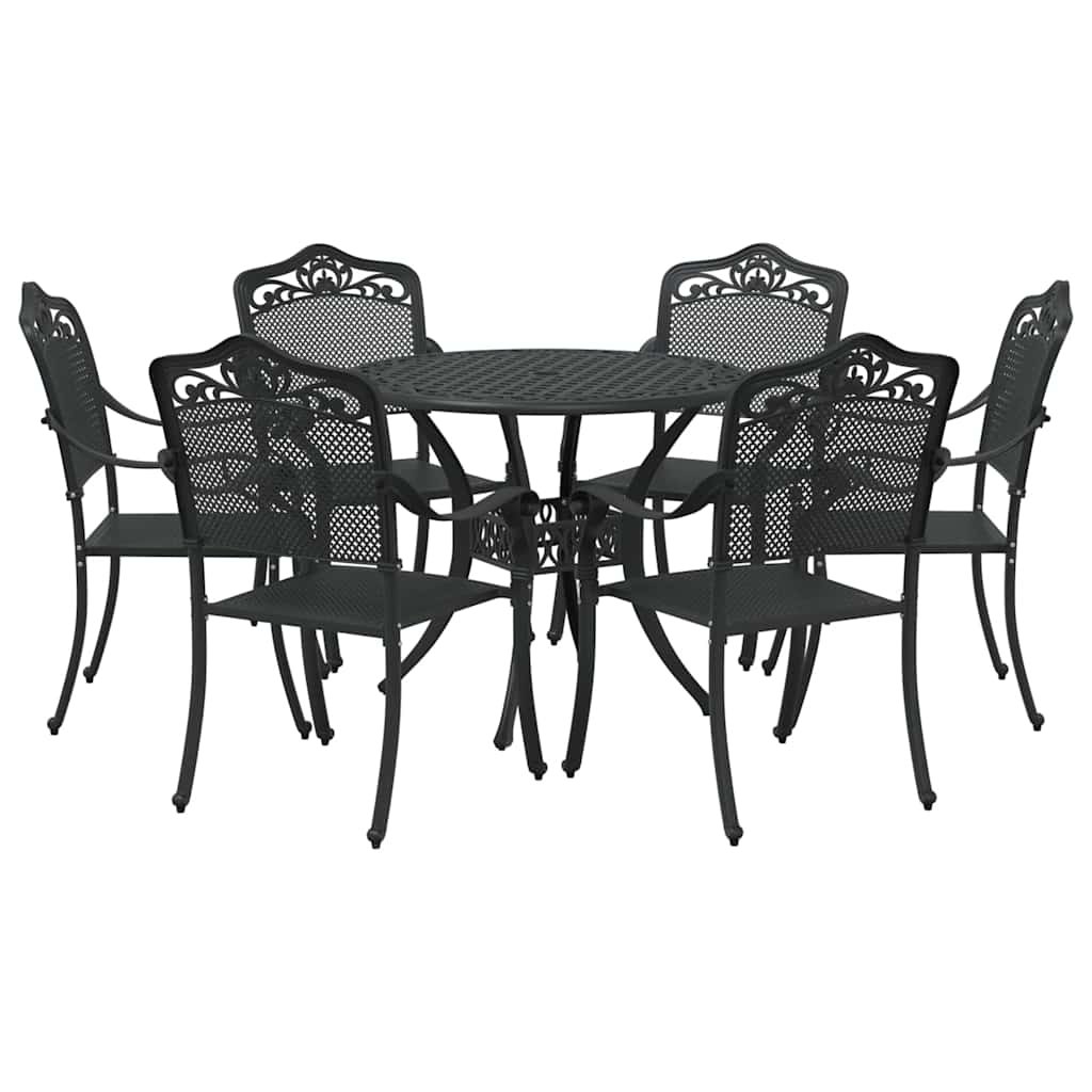 vidaXL Zestaw do jadalni w ogrodzie 7 pcs Czarny Aluminium