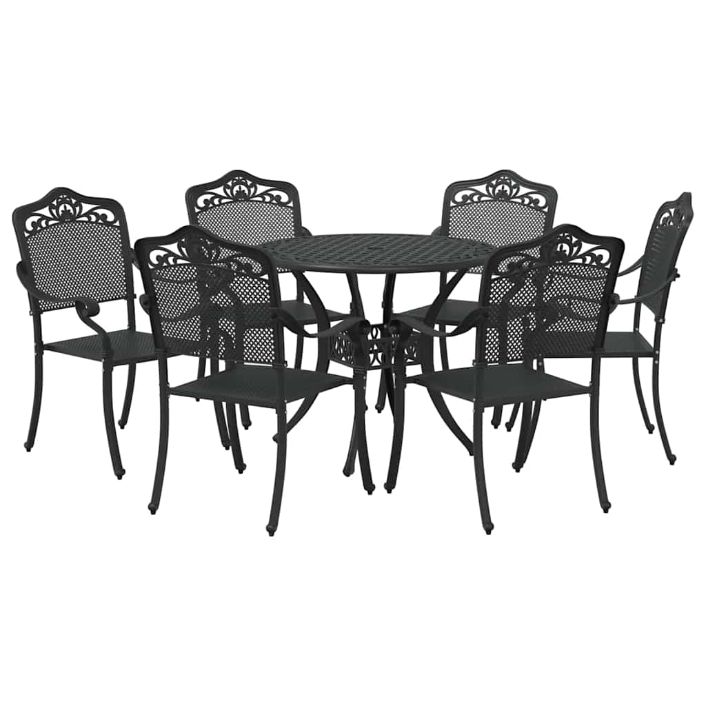 vidaXL Zestaw do jadalni w ogrodzie 7 pcs Czarny Aluminium
